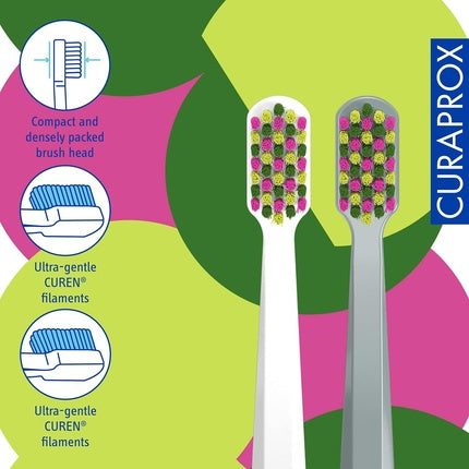 Periuta dinti, Curaprox, CS 5460, set 2 buc, alb/verde