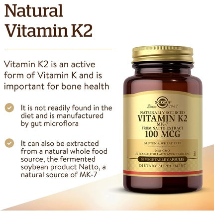 Vitamine K2, Solgar, 100 mcg, capsule vegetale 50 buc