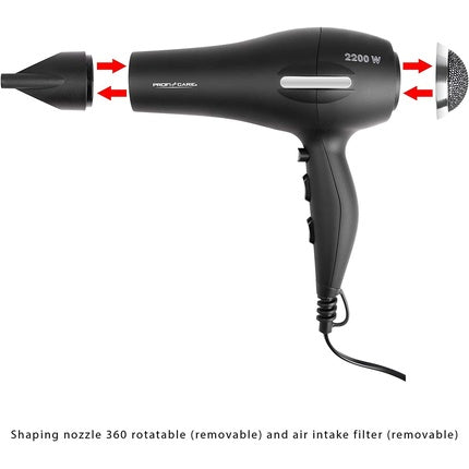 Uscător de păr Proficare PC-HT 3017, 2200W, negru