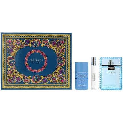 Set Cadou Versace Man Eau Fraiche, Eau de Toilette 100ml, Deodorant Stick 75ml, Travel Spray 10ml