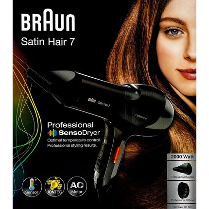 Uscător de păr Braun Satin Hair 7 Iontec, 2000W, negru