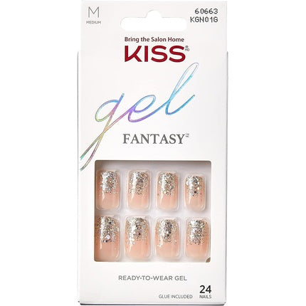 Unghii false, Kiss, Gel Fantasy, medii, 24 bucăți