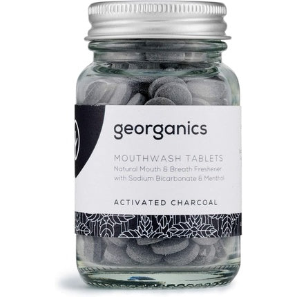 Apă de gură comprimate, Georganics, cărbune, 180 bucăți