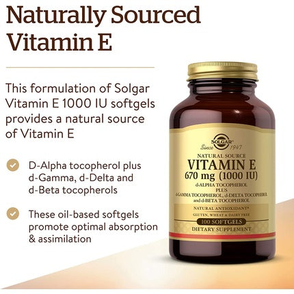 Vitamina E Solgar Softgels, 100 buc, maro