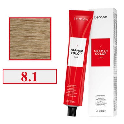 Vopsea de păr, Kemon, Cramer Color 8.1, blond deschis cenușiu, 100ml