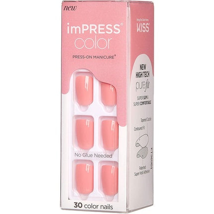 Kit unghii false, Kiss imPRESS, Pretty Pink, 30 bucati