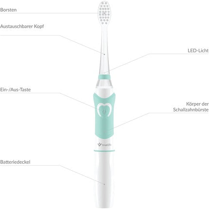 Periuță de dinți, TrueLife, SonicBrush Kid G, alb-turcoaz, cu LED