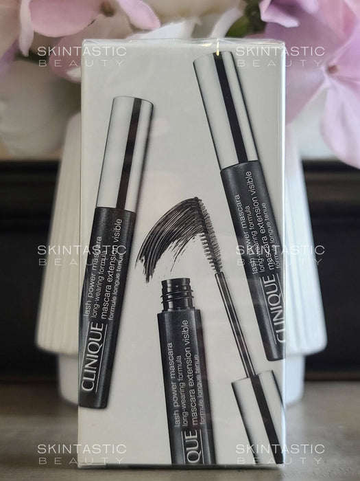 Set mascara Clinique Lash Power Extension, alungire, nuanța 01 Onix negru, 3 x 6 ml