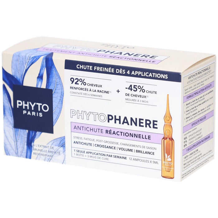 Ser pentru scalp Phyto Phytophanère, împotriva căderii părului, fără clătire, 12 x 5 ml