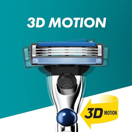 Rasor Gillette Mach3 Turbo, Alb-Albastru, Capete cu 3 Lameli