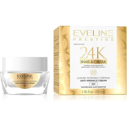 Cremă antirid, Eveline Cosmetics, Prestige 24k Snail & Caviar, 50ml
