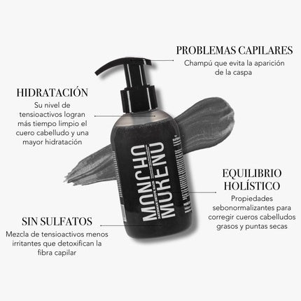 Moncho Moreno Bathman Detox Hair Activated Charcoal Shampoo pentru Păr Uleios și Capete Uscate 250ml