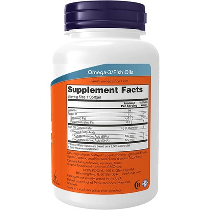 Supliment alimentar Omega-3, Now Foods, Molec-Distilled Softgels, 90 capsule