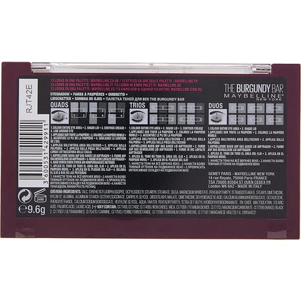 Paleta Farduri Ochi, Maybelline New York The Burgundy Bar, 12 culori