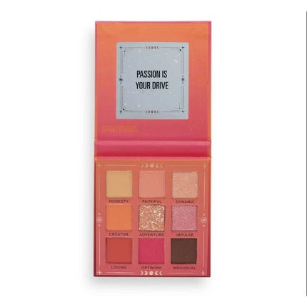 Paletă ochi Makeup Revolution Fire Palette, set de nuanțe calde, design roșu