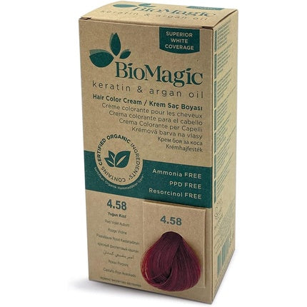 Vopsea păr, Biomagic, 4.58 roșu violet, fără amoniac