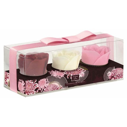 Set 3 Săpunuri Tris Di Fiori, Emanuela Biffoli, Parfum Stea de Trandafir, Ambalaj cu Ribon Roz