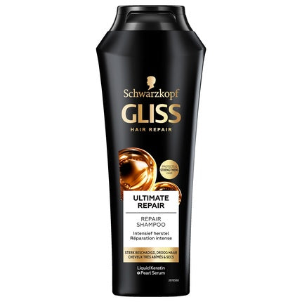 Șampon Reparare Intensă, Schwarzkopf Gliss Ultimate Repair, 250ml, Ambalaj Negru cu Detalii Aurii
