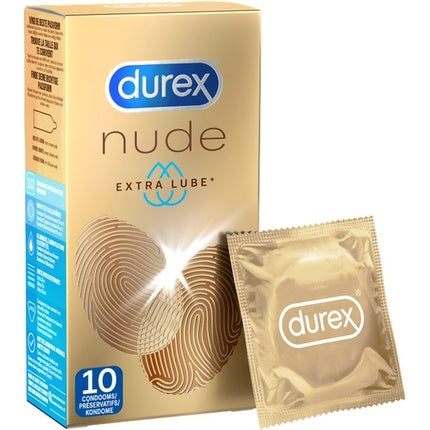 Prezervative Durex Nude, extra lubrifiate, 10 bucăți