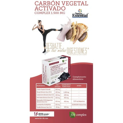 Supliment alimentar, Nature Essential, Complex cărbune activ, 60 capsule