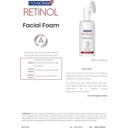 Spumă de Curățare, Novaclear, Retinol, alb