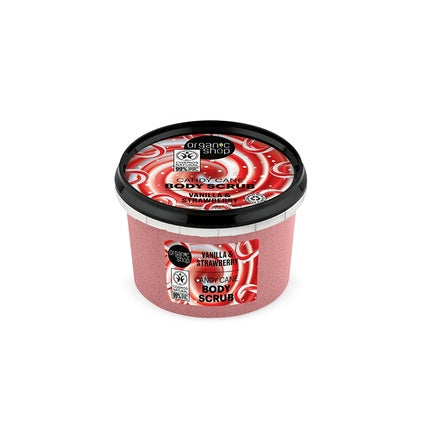 Scrub de corp, Natura Siberica, Candy Cane, vanilie si capsuna, 250ml, rosu