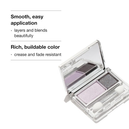 Pereche farduri ochi Clinique All About Shadow Duo Jammin Shimmer, 2 culori (lila mat, gri shimmer), 3.9g