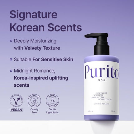 Loțiune corporală Purito Luminous Moisture cu unt de shea - 370 g