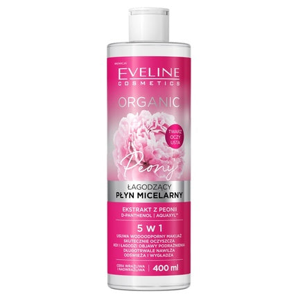 Plyn Micelar Eveline Organic cu Extract de Peonie, Culoare Roz, 400 ml