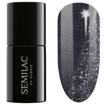 Semilac UV Nail Polish Hybrid 399 Dark & Spark, 7ml, violet închis cu efect sparkler