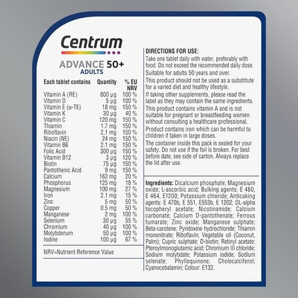 Multivitamine, Centrum, Advance 50+, 100 tablete