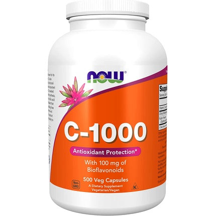 Vitamina C-1000 cu Bioflavonoide, NOW Foods, Protecție Antioxidantă, 500 Capsule Vegetale