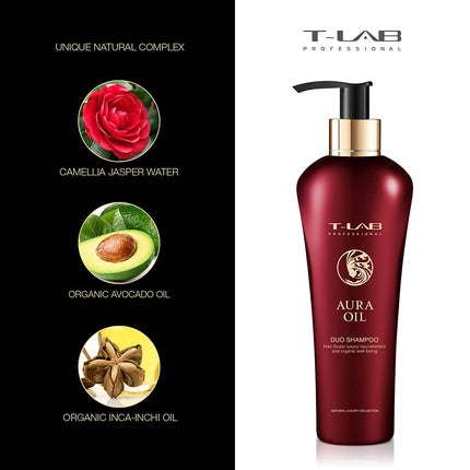 Șampon T-Lab Aura Oil Duo 250ml, roșu, cu pompă