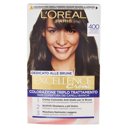 Vopsea de păr, L'Oréal Paris, Excellence Crème, castaniu natural