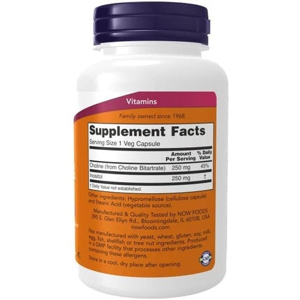 Supliment alimentar, Now Foods, Choline & Inositol 500mg