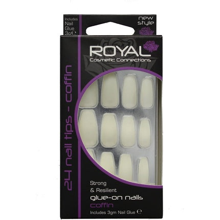 Royal Nail Tips Coffin, 24 buc, alb