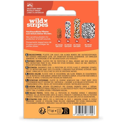 Bandaje Wild Stripes Classic Sensitive, 20 buc, model animal, design colorat