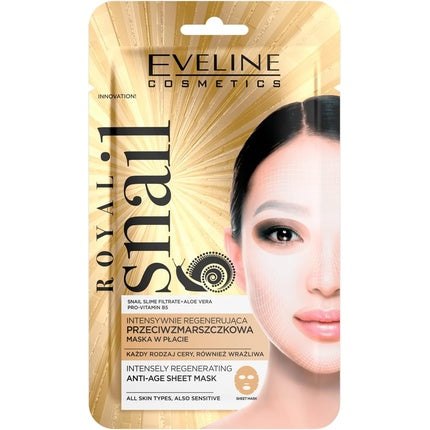Masca textilă anti-îmbătrânire, Eveline Cosmetics, Royal Snail, 20g
