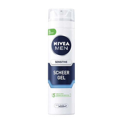 Gel de Ras Nivea Men Sensitive, 200g, Culoare Alb/Negru/Albastru