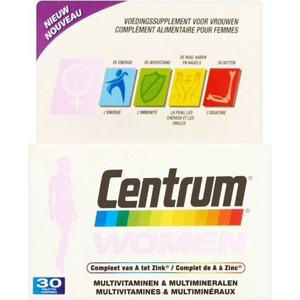 Centrum Woman, Multivitamine pentru femei, 30 tablete, ambalaj alb și mov