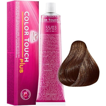 Vopsea Păr Wella Professionals Color Touch Plus 55/03 Intense Light Brown Natural Gold, 60ml