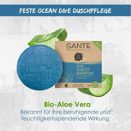 Săpun de duș SANTE Naturkosmetik Ocean Dive cu Aloe Vera organică și sare de mare 80g