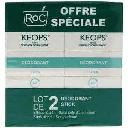 Roc Keops Deodorant Stick, Fără Parfum, 40ml - Pack of 2