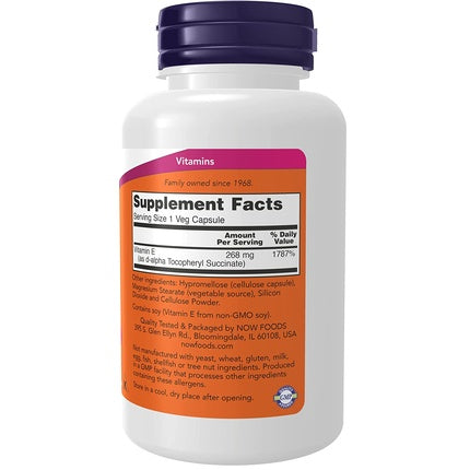 NOW Foods Dry E400 d-Alpha Tocopheryl - 100 Capsule Vegetale