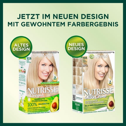 Vopsea de păr permanentă Garnier Nutrisse Ultra Crème 10.1A Extra Cool Blonde