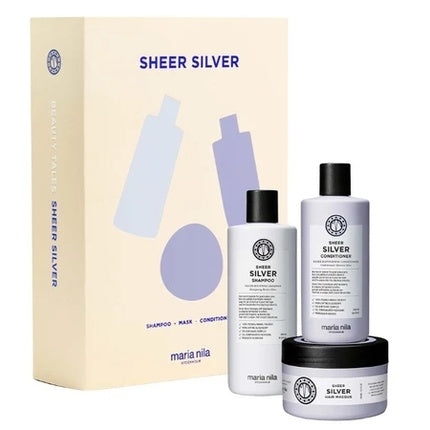 Set Tratament Păr Maria Nila Sheer Silver, Conține Șampon și Condiționator Violet, Cutie Cadou