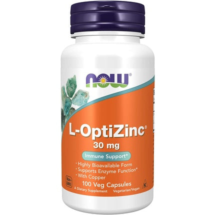 NOW Foods L-OptiZinc 30mg cu Cupru, 100 Veg Capsules