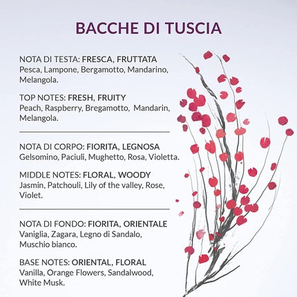 Gel de duș energizant Erbario Toscano - Bacche di Tuscia, 250ml
