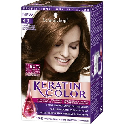 Vopsea de păr Schwarzkopf Keratin Color 4.3 Mediu Maro Cenușiu, 80 g