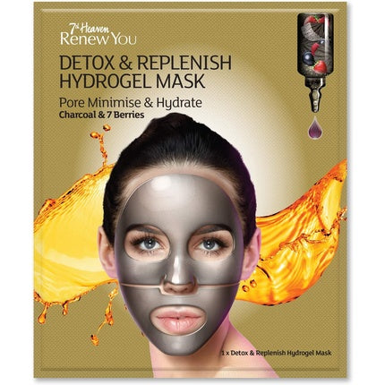 Mască Hidrogel Detox și Replenish, 7th Heaven, Culoare Gri, Textură Gel, Ambalaj Single Use
